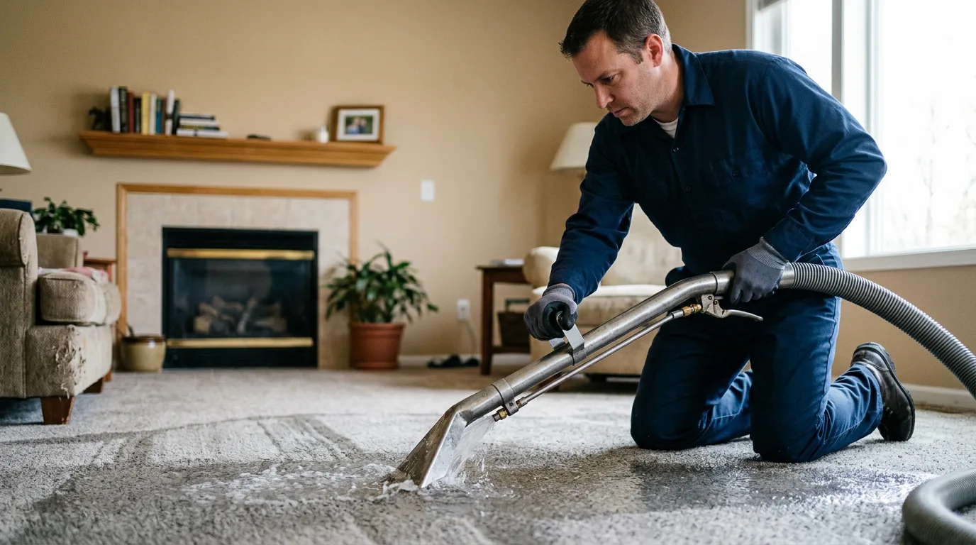 Water damage restoration technician working near Masonville, IA